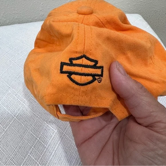 Harley-Davidson Vibrant Orange Hat with Winged Logo Rhinestones Adjustable Cap - Picture 3 of 8